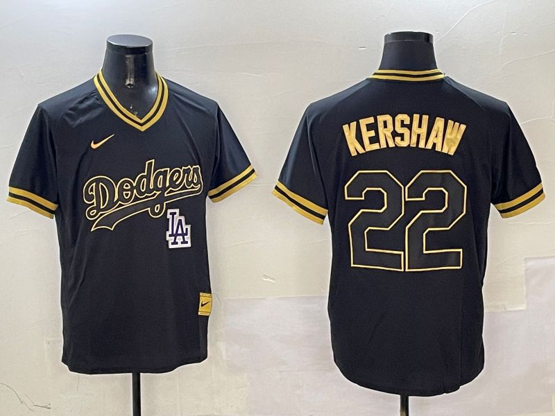 Men Los Angeles Dodgers #22 Kershaw Black Gold Game 2025 Nike MLB Jersey style 3259